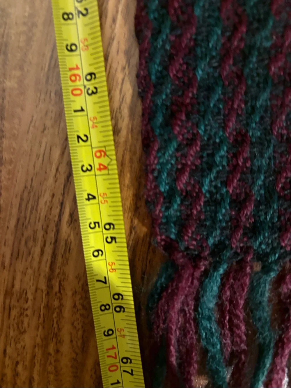 Men's Knit Scarf in Dark Green & Burgundy